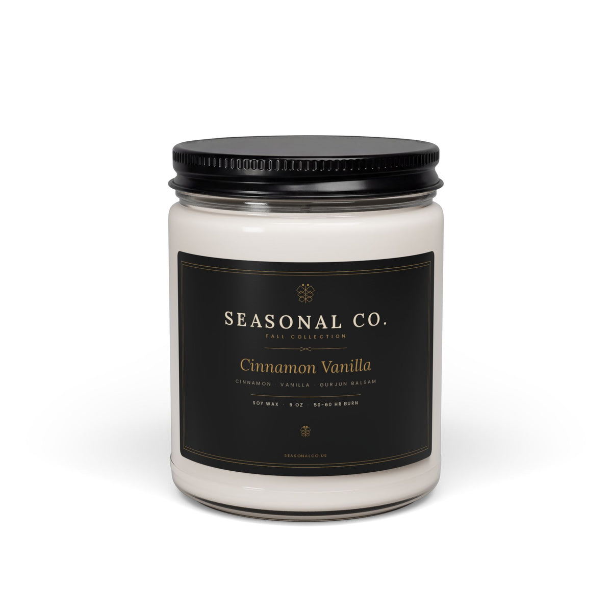Cinnamon Vanilla Scented Soy Candle 9oz | Seasonal Co. Jar