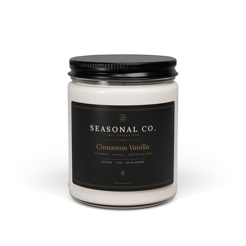 Cinnamon Vanilla Scented Soy Candle 9oz | Seasonal Co. Jar
